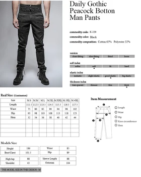 PUNKRAVE Erkek Pantolon Gotik Moda Retro Günlük Tavuskuşu Düğmesi Rahat Yüksek Bel Slim-Fit Resmi Mahkeme Pantolon Düğün Pantolon 5