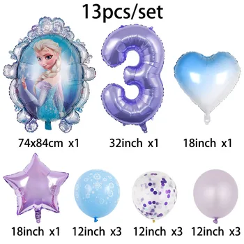13 adet Dondurulmuş Prenses Aisha Balon Dekorasyon Kız Çocuklar Doğum Günü Partisi Malzemeleri Folyo numarası Balon Globos Bebek Duş Balonlar