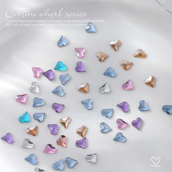 6 * 6MM Mini Şeftali Kalp Aşk Flatback Charms Cam İnci Boncuk Nail Art DIY Çivi Rhinestones Kristal Manikür Tasarımları