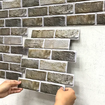 1 Adet 3D Kendinden Yapışkanlı Taş Tuğla duvar çıkartmaları DIY Desen Ev Dekorasyon Mutfak oturma odası Su Geçirmez Karo duvar çıkartmaları