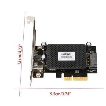 PCIE X 4 Tip-A USB 3.1 Gen 2 Genişleme Kartı 10Gbps ASM1142 Çip Tip A PCIe X 4 Adaptörü Dahili Güç 15P 4