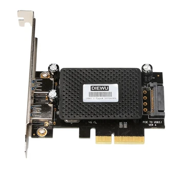 PCIE X 4 Tip-A USB 3.1 Gen 2 Genişleme Kartı 10Gbps ASM1142 Çip Tip A PCIe X 4 Adaptörü Dahili Güç 15P 5