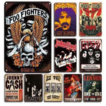 Vintage Rock Grubu Metal Plaka Posterler Ev Müzik Bar Tabela Duvar Dekorasyon Plak Retro Adam Mağara Oturma Odası asılı dekorlar 4