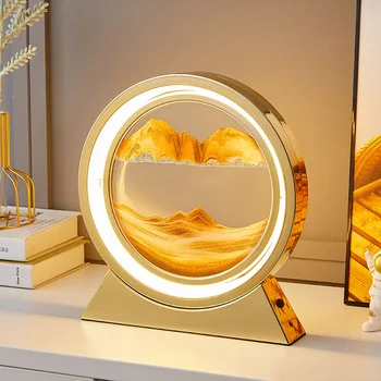 3D Kum Saati Quicksand Hareketli kum sanatı LED lamba kum 360 derece rotasyon sahne dinamik oturma odası Dekorasyon Ev Dekor Hediye 0