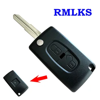 RMLKS 2 Düğme Çevirme Katlanır Uzaktan Araba Anahtarı Kabuk Değiştirme Kapak Kılıf Fob Kesilmemiş Boş MIT11R Blade Peugeot 4008 İçin