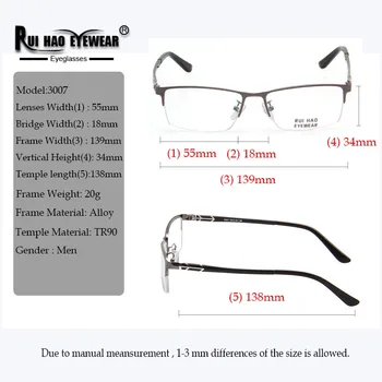 Süper Hafif Optik Gözlük Erkekler Dikdörtgen Reçete Gözlük Moda Gözlük Çerçeveleri TR90 Tapınak Gözlük 3007 0