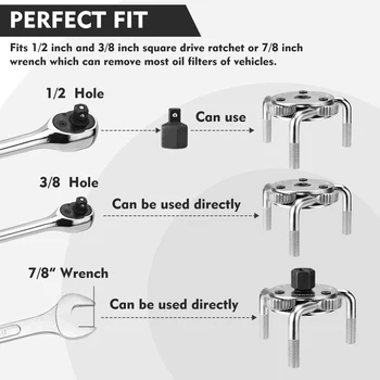 WORKPRO 3 Ayaklı yağ filtresi anahtarı aleti Oto Araba Tamir İçin Ayarlanabilir İki Yönlü yağ filtresi Temizleme Anahtarı Araba Tamir Araçları 75-137MM