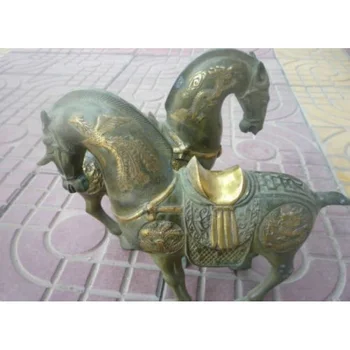 Qing Hanedanı (QianLong1736-1792) bronz yaldızlı At Heykeli / Heykel, Bir çift
