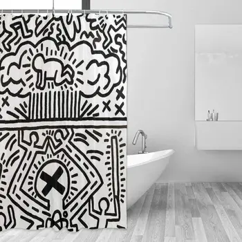 Sanat Haring Pop Art Duş Perdesi Banyo için Su Geçirmez 0