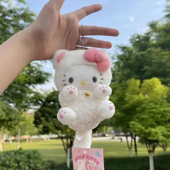 Sanrio Hello Kitty Peluş Bebek Kolye 10Cm Sevimli Peluş Karikatür Kitty Peluş Schoolbag Anahtarlık Küçük Süs Sırt Çantası Hediye