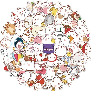 50 ADET Kawaii Karikatür Tombul Tavşan Molang Çıkartmalar Çıkartması Kız DIY Kırtasiye Gitar Dizüstü Kaykay güzel Anime Sticker 2