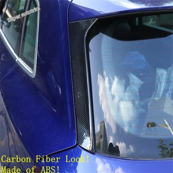 Krom Araba Arka Pencere Yan Spoiler Kapak Trim Garnish Çerçeve Audi İçin Fit Q5 2018-2020 Karbon Fiber Dış Aksesuarlar 4