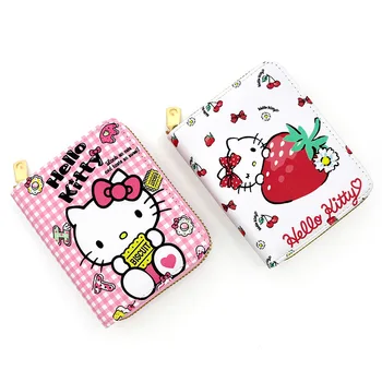 Sanrio Hello Kitty kadın Cüzdan Anime Figürü Mini bozuk para cüzdanı Kawaii küçük cüzdan Çok Fonksiyonlu kart tutucu Doğum Günü Hediyeleri