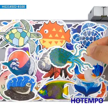 50/100 ADET Sevimli Deniz Yaşamı Komik Karikatür Hayvan su geçirmez etiket Çocuklar için Dizüstü Bilgisayarlar Bisiklet Motosiklet Araba telefonu laptop onarım istasyonu Çıkartmalar Oyuncak 2