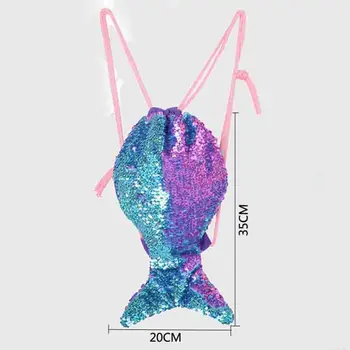 21 İnç Pullu büzgülü sırt çantası Mermaid Kuyruk Şekli Çok Amaçlı çanta Spor sevimli rahat sırt çantası moda daypacks