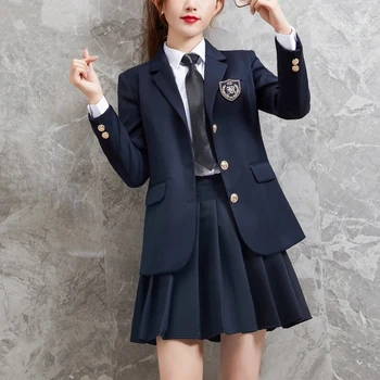 Kadın Elbise Set JK Japonya Tiki Tarzı Sevimli Kawaii Lise Sınıf Kız Öğrenci Üniforma Blazers Giysileri