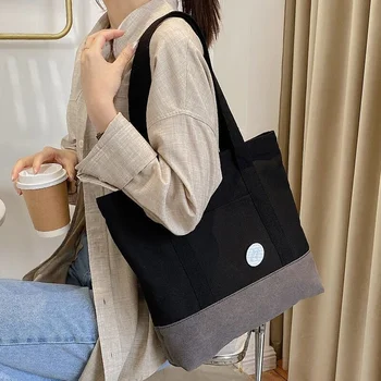 Kanvas Tote Çanta Kadın Moda Trendi 2022 Geniş Fermuarlı Alışveriş Taşıma Plaj Çantası Kadın gündelik çanta Günlük Eko alışveriş çantası