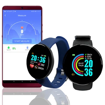 D18 Smartwatch Erkekler Kol Saati Kan Basıncı Kadın nabız monitörü Spor İzci Spor Akıllı Bağlı Saatler 2022 5