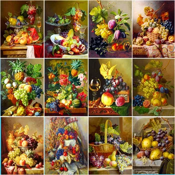Meyve Elmas Boyama Statik Üzüm Karpuz Ananas 5D DIY Elmas Mozaik Taklidi Nakış Çapraz Dikiş Kiti Ev Dekor 1