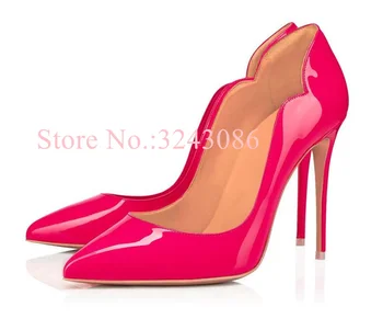 Yeni Gül Kırmızı 8/10/12cm Topuk Ayakkabı Pompaları Kadın Seksi Sivri Burun Stiletto Topuk Elbise Ayakkabı Moda Bayan Büyük Boy Yüksek Topuklu 5