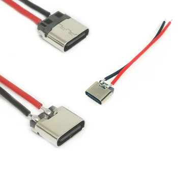 10 Adet USB Tip-C 2P kaynak teli dişi konnektör Kablosu 3A 20V Tip-C Şarj Kablosu Cep Telefonu İçin Led