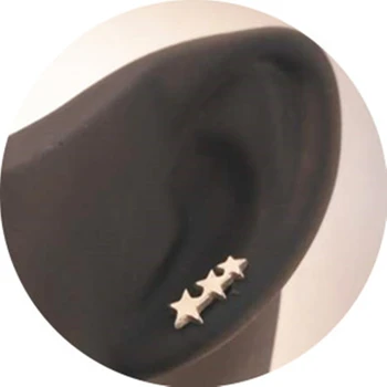Yıldız küpe erkek kadın moda takı üç yıldız saplama küpe kulak piercing takı 1 çift