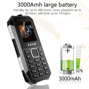 EAOR 2G Sağlam Cep Telefonu IP68 Su Geçirmez Tuş Takımı telefon çift SIM 3000mAh Büyük Pil Basma düğmesi Telefon Özelliği Telefon Meşale ile