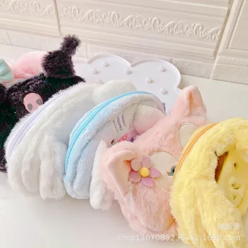 Yeni Benim Melody Cinnamoroll Kuromi Peluş Kozmetik Çantası Kalem Kutusu Anime Kawaii Peluş oyuncak bebekler çocuklar için doğum günü hediyesi 0