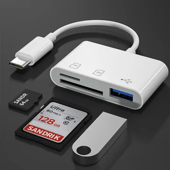 SD TF kart okuyucu için iPhone / iPad USB OTG Adaptör Kamera Bağlantı Kiti Hub Tip-C Portu ile Klavyeler için /MIDI Arayüzleri
