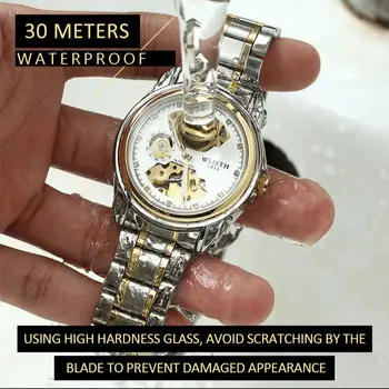 WLISTH Otomatik Sarma erkek Aydınlık Saatler Lüks Kraliyet Tasarım İskelet Su Geçirmez İzle Kol Saatleri Reloj Hombre