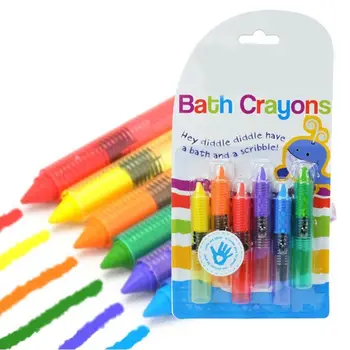 Banyo Zamanı Oyuncak Boya Kalemi-Çok Renkli, 6'lı Paket Banyo Oyuncak Çocuk Kalem Seti K1MA Mum Boya Sıcak 5