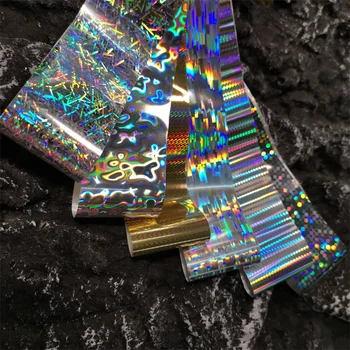 1 Rulo Lazer Gümüş Cam Sıcak Damgalama Folyo Holografik Tırnak Elmas Transfer Kağıdı Moloz Çıkartmaları Yıldızlı Gökyüzü Manikür Dekorasyon
