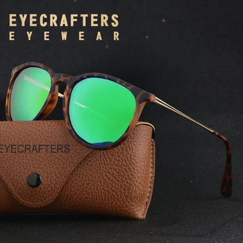 Lüks Marka Tasarımcısı Polarize Yuvarlak Güneş Gözlüğü Kadın Retro Vintage Aynalı Shades Moda Kaplumbağa Kabuğu Yeşil Gözlük Shades