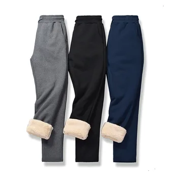 Kış Yeni erkek Pantolon Düz Artı Kadife Kalın Sıcak Pantolon Rahat Moda erkek giyim Streetwear Pantolon Erkekler için 0