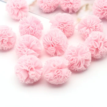 30-60 Adet 2.5 Cm Dantel Gazlı Bez Elastik Çiçek Topu DIY Zanaat Malzemeleri saç süsü Kolye Takı Malzemesi İplik Topu Pom Poms
