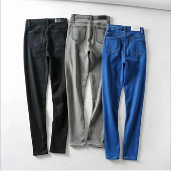 Yüksek Bel Skinny Jeans Kadın Kadın Kore Tarzı 2020 İlkbahar Yaz Streetwear Jean Seksi ayak bileği bağcığı Uzunluğu kot Pantolon