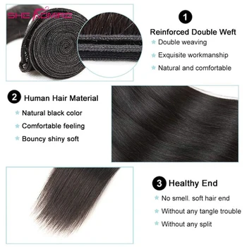 Düz insan saçı Demetleri SheAdmire Kemik 32 34 36 38 40 İnç 1/3/4 Adet Fiyatları Satış Siyah Kadınlar İçin Malezya Remy Saç Uzatma 3