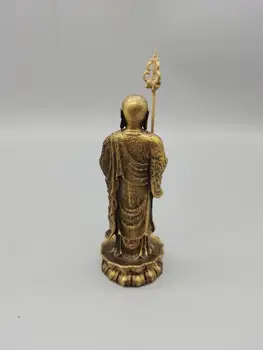 ÇİN antika pirinç fengshui Bodhisattva dizang Kral küçük Heykeli Metal el sanatları aile süslemeleri heykeli