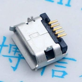 100 Adet / grup mikro USB Dişi Jack / soketli konnektör SMT 5Pin 5P Uzun ayak Altın Kaplama