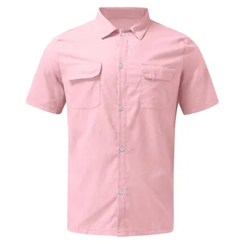 Erkekler Moda Rahat Üst Gömlek Düz Renk Avrupa Amerikan Tarzı Etnik Yakışıklı Erkekler Sokak Giyim Bluz Tops İlkbahar Sonbahar İçin