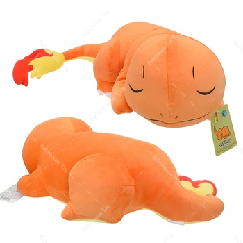 35 CM Pokenmon Uyku Pozisyonu Charmander Peluş Oyuncak Peluche Yumuşak Anime Cep Canavar Dolması Bebek Yastık Çocuk Doğum Günü Hediyeleri İçin 0
