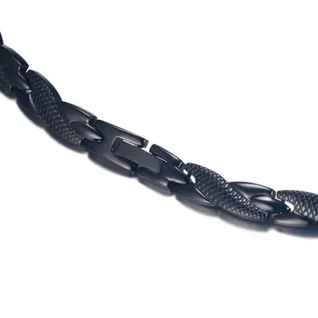 Oktrendy Manyetik Titanyum Çelik Yılan doku Kolye Sağlık Enerji 49cm Siyah renk Kolye Terapi Artrit Erkekler Kadınlar İçin