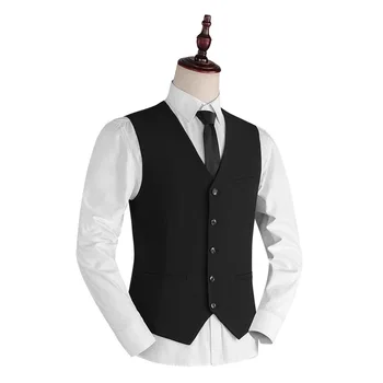 Erkek Yelek Yeni İnce Kore Gençlik İş Elbiseleri takım elbise Yelek erkek Düğün Groomsmen Giyim erkek Tek göğüslü Takım Elbise Yelek