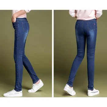Kadın Kış Sıcak Denim Kot Yüksek Bel Rahat Kadife Bayanlar Streç Pantolon Vintage harem pantolon Tam Boy Anne Kot AM1439