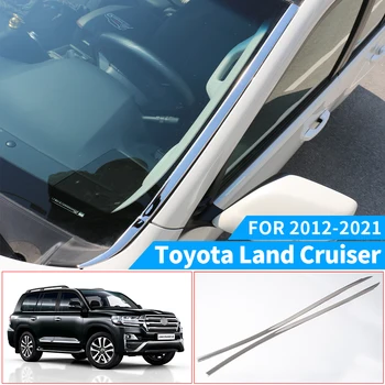 Geçerli 2012-2021 Toyota Land Cruiser Ön Cam Cam Vurgulamak Şerit Araba Pencere Trim Şerit Modifikasyonu 2