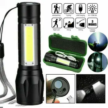 Xpe COB LED Mini El Feneri 3 Modu Dahili 14500 Lityum Pil Usb Şarj Edilebilir Aydınlatma Meşale kaymaz Su Geçirmez Lamba