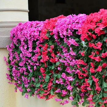 Yapay İpek DIY Renkli Menekşe Sarmaşık Asmak Çiçek Garland duvara asılan bitki Düğün Ev Partisi Bahçe Balkon Dekorasyon 0
