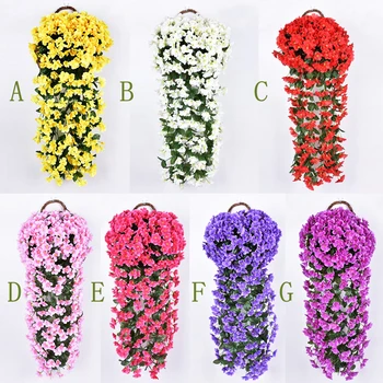 Yapay İpek DIY Renkli Menekşe Sarmaşık Asmak Çiçek Garland duvara asılan bitki Düğün Ev Partisi Bahçe Balkon Dekorasyon 4
