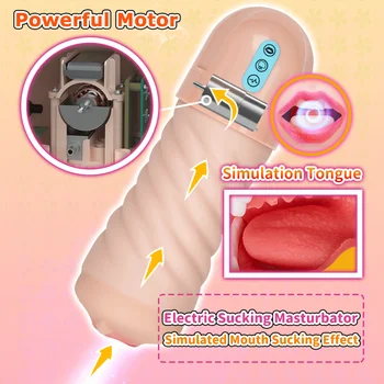 YUU Otomatik Oral Seks Emme Makinesi Erkek Masturbators Elektrikli mastürbasyon kupası Gerçek Oral Vajina Yetişkin Seks Oyuncakları Erkekler için 18+ 1