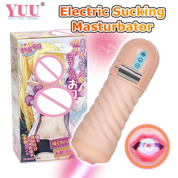 YUU Otomatik Oral Seks Emme Makinesi Erkek Masturbators Elektrikli mastürbasyon kupası Gerçek Oral Vajina Yetişkin Seks Oyuncakları Erkekler için 18+ 5